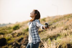 woman in sunny field
